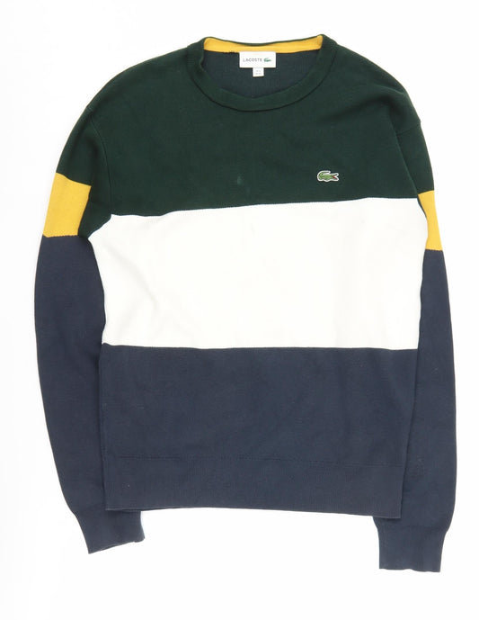 Lacoste Men's XS Green Colourblock Crew Neck Jumper