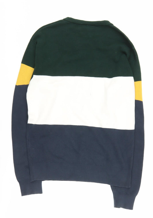 Lacoste Men's XS Green Colourblock Crew Neck Jumper