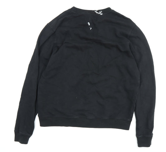 AllSaints Men's Black M Pullover Sweatshirt, Logo Accents