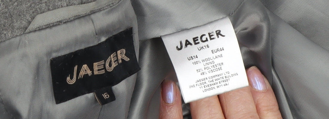 Jaeger Women's Grey Wool Long Coat, Size 16