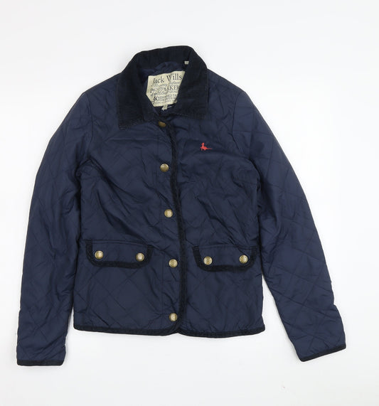 Jack Wills Women's Quilted Jacket Blue Size 8