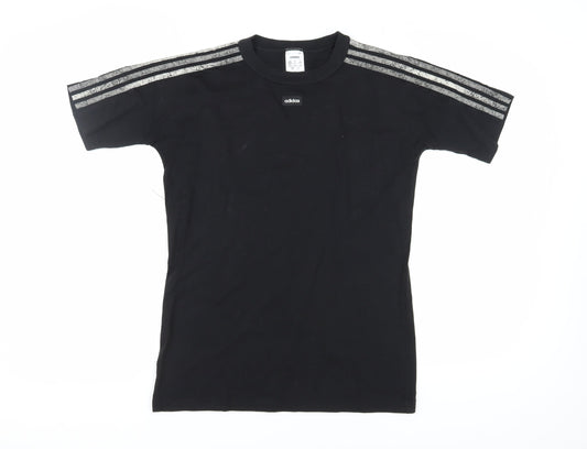 Unisex Adultss UK Size S adidas Black 100% Cotton T-Shirt