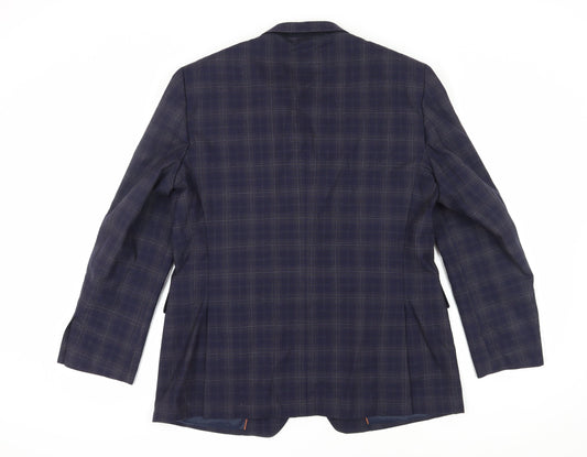 Charles Tyrwhitt Blue Plaid Slim Fit Wool Blazer 44R