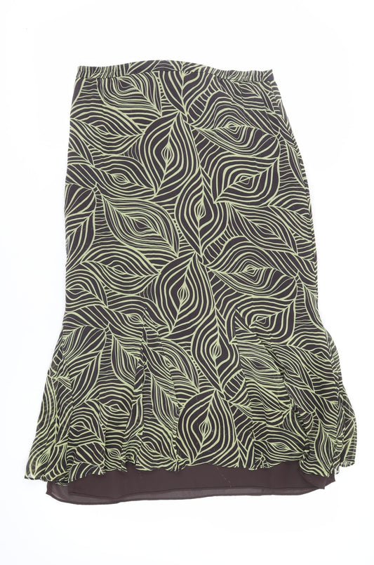 Windsmoor Women's Black Geometric Midi Silk Skirt Size 10