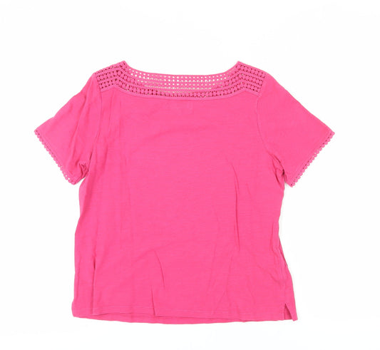 Womens UK Size 8 Laura Ashley Pink 100% Cotton T-Shirt