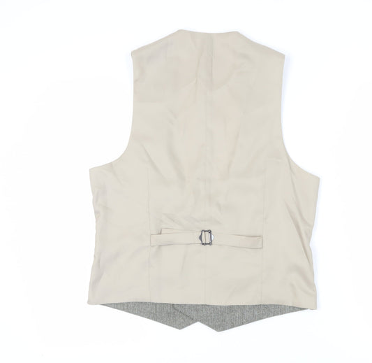 Moss Grey Herringbone Suit Waistcoat Men’s 40R Double-Breasted