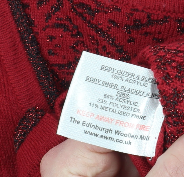 Brand and care label for Honor Millburn Women's Red Open Cardigan M