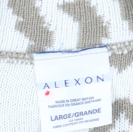 Alexon Women's Beige Cardigan, Size L, Geometric Pattern