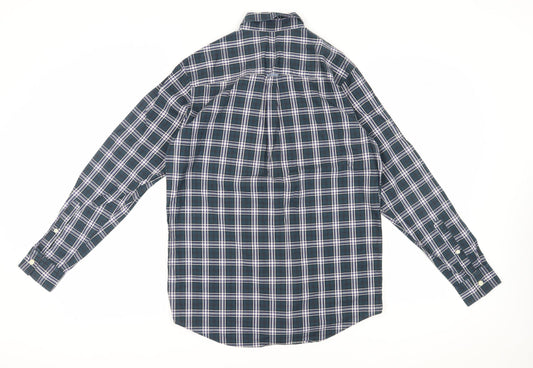 Jaeger Men's Blue Plaid Long Sleeve Shirt Medium