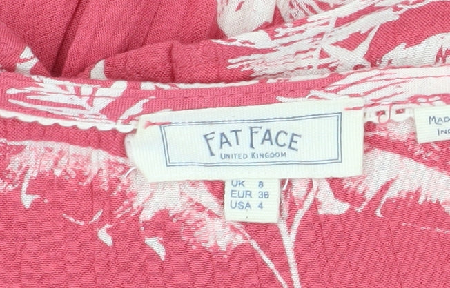 Fat Face Women's Red Floral Wrap Dress Size 8