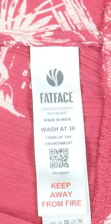 Fat Face Women's Red Floral Wrap Dress Size 8