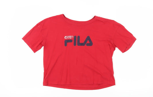 Fila Women's Red Cropped T-Shirt, Size M, Casual Sportswear