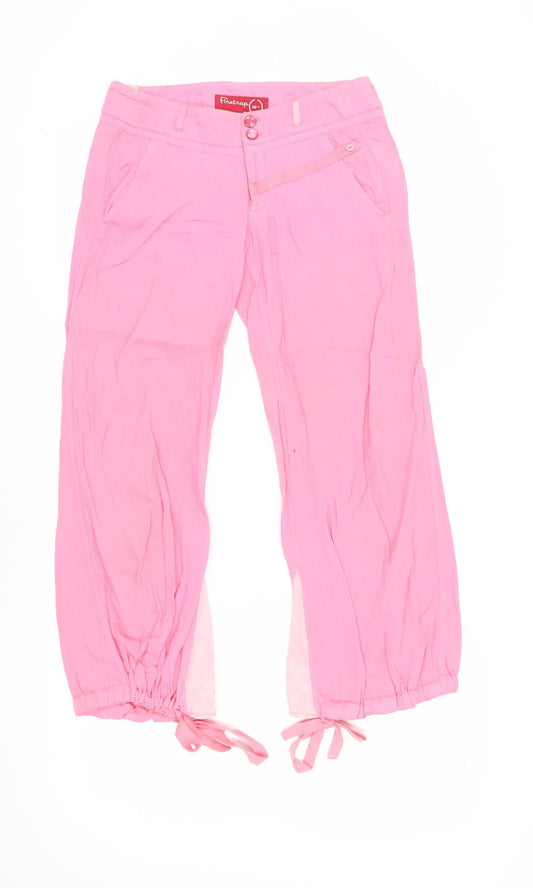 Firetrap Women's Pink Casual Belted Trousers Size 8