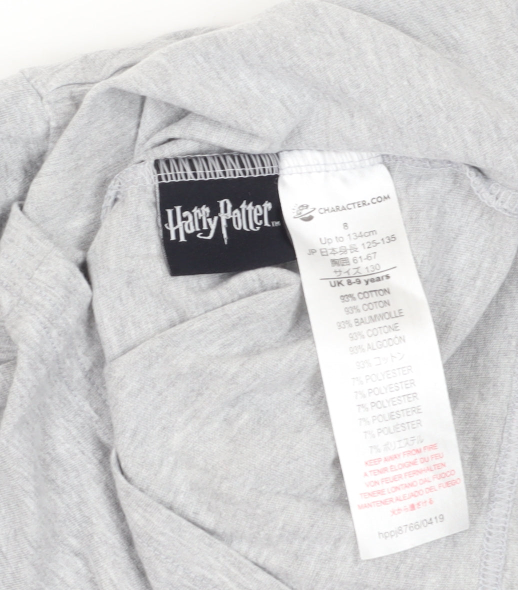 Close-up detail of Harry Potter girls’ grey gryffindor graphic long sleeve t-shirt