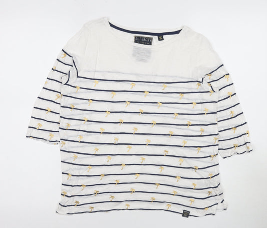 Superdry Women's Striped T-Shirt, White, Size S
