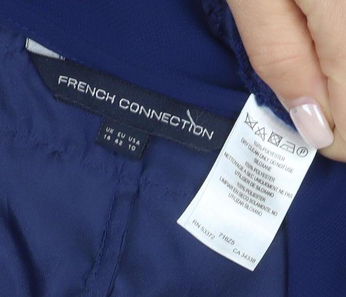 Close-up detail of French Connection Women's Blue Short Sheath Dress, size 8
