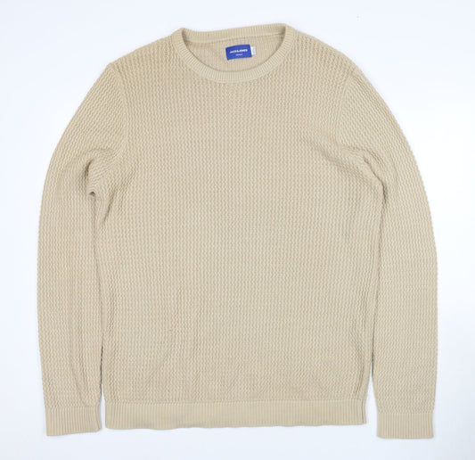 Jack & Jones Men's Beige 2XL Crew Neck Pullover Jumper