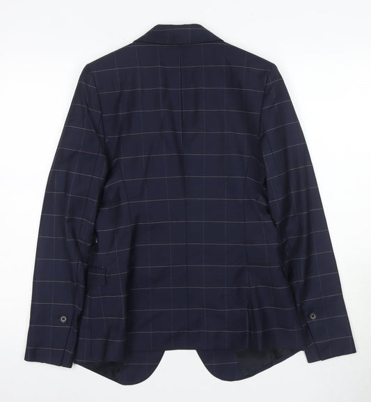 Jack & Jones Men's Blue Check Blazer, Size 36, Slim Fit