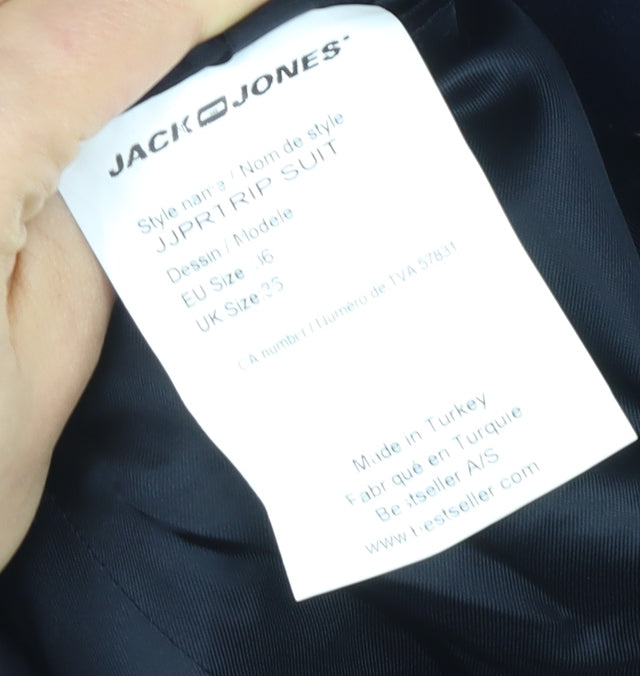 Jack & Jones Men's Blue Check Blazer, Size 36, Slim Fit