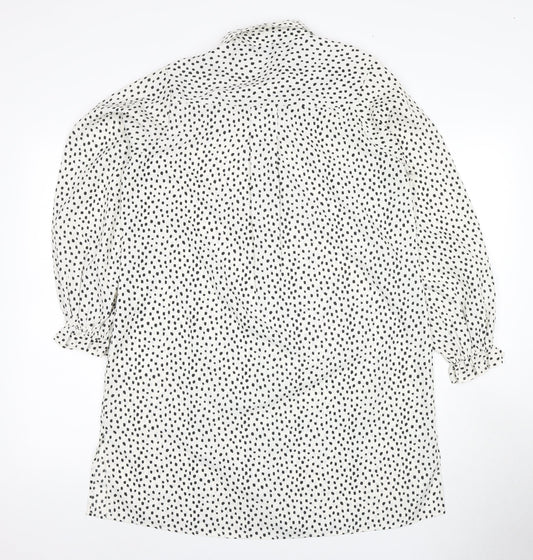 Brave Soul Women's White Polka Dot Button-Up Shirt S