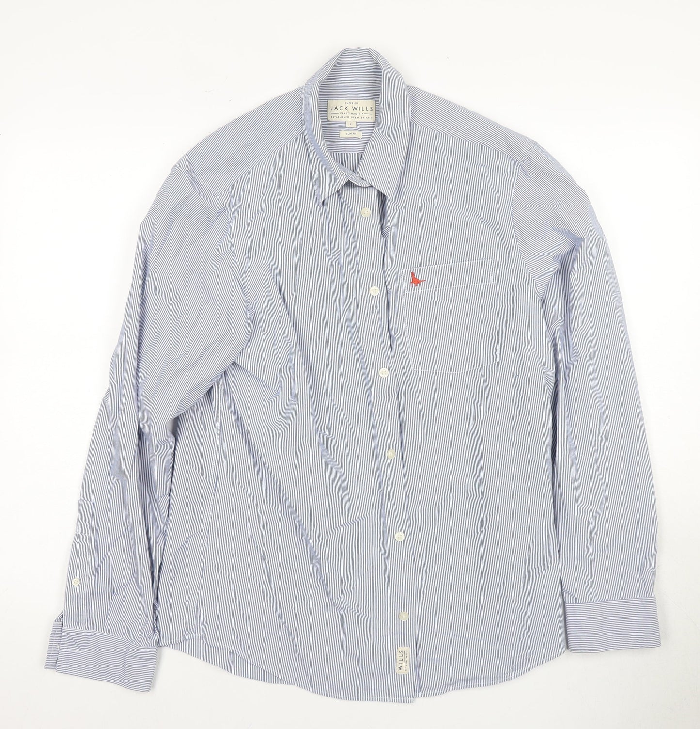 Jack Wills Men's Slim Fit Blue Striped Dress Shirt M