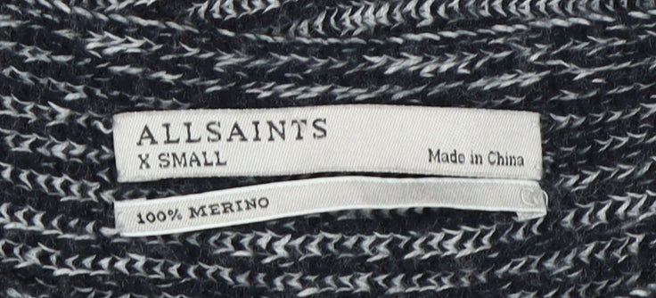 AllSaints Women's Black XS Striped Merino Pullover