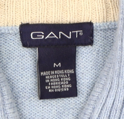 GANT Men's Blue High Neck Jumper M Knit Cotton Blend