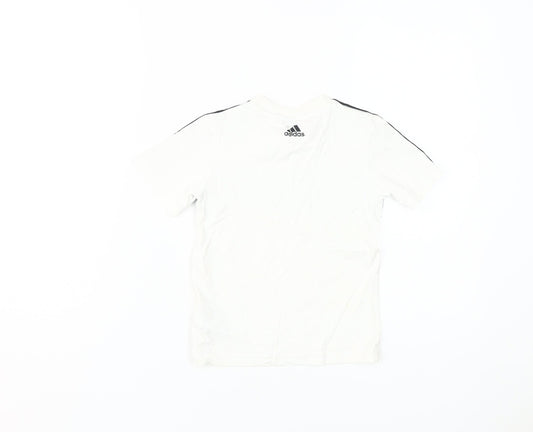 Adidas Boys White Graphic T-Shirt, Size 5-6 Years