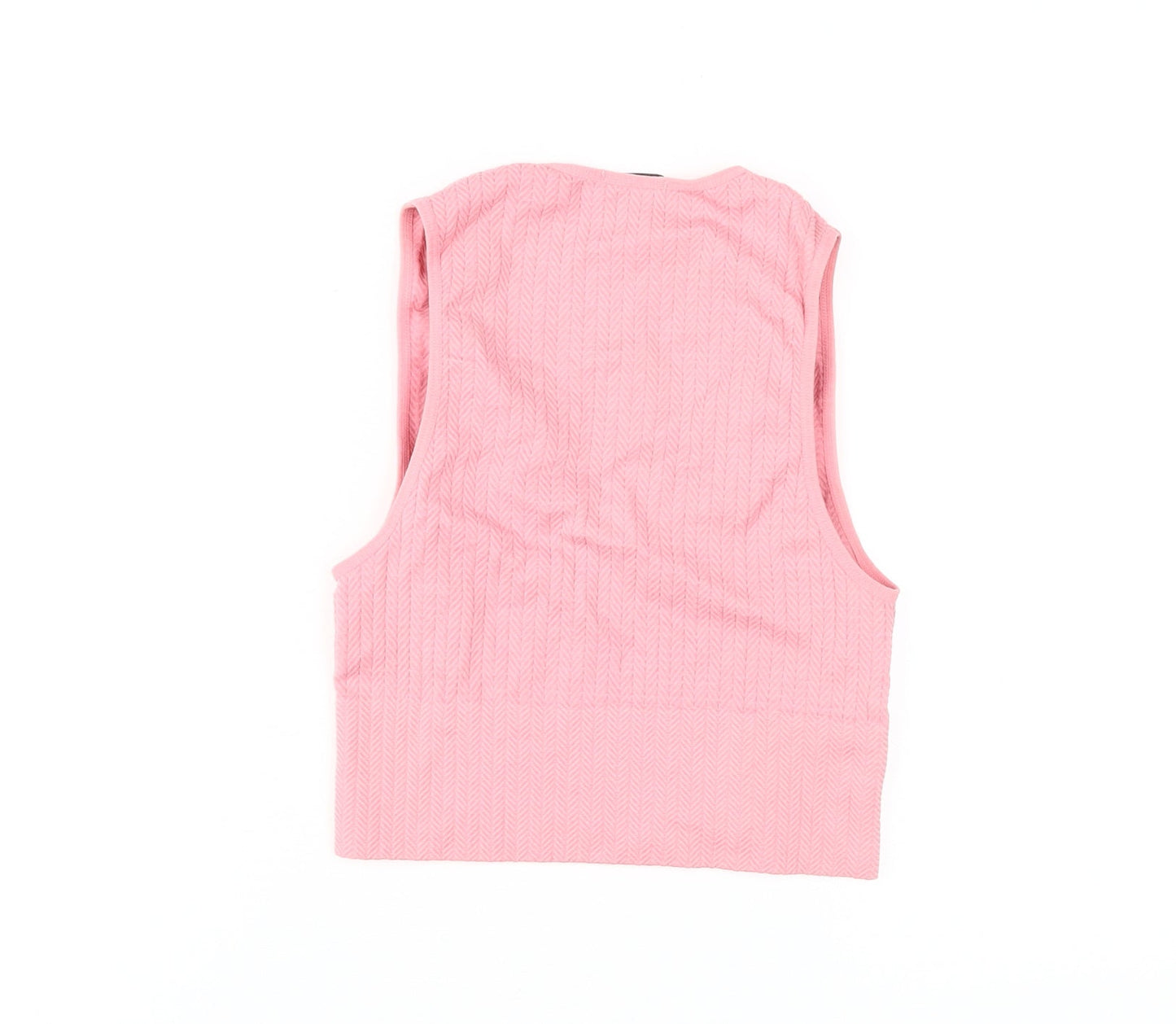 Stradivarius Women's Pink Cropped V-Neck Tank Top - Size S