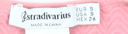 Stradivarius Women's Pink Cropped V-Neck Tank Top - Size S