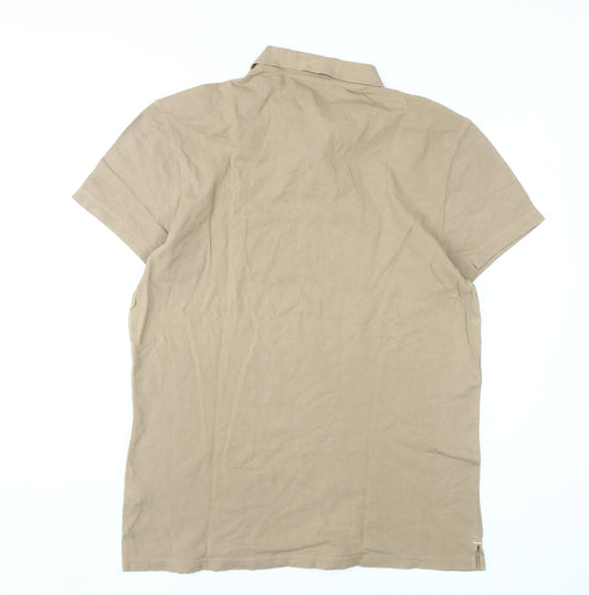 Calvin Klein Men Beige 2XL Short Sleeve Polo