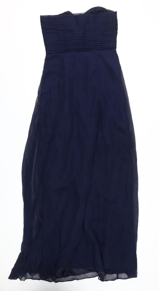 Coast Women's Blue Silk Strapless A-Line Dress Size 8