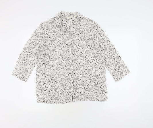 FatFace Women's White Floral Button-Up Shirt