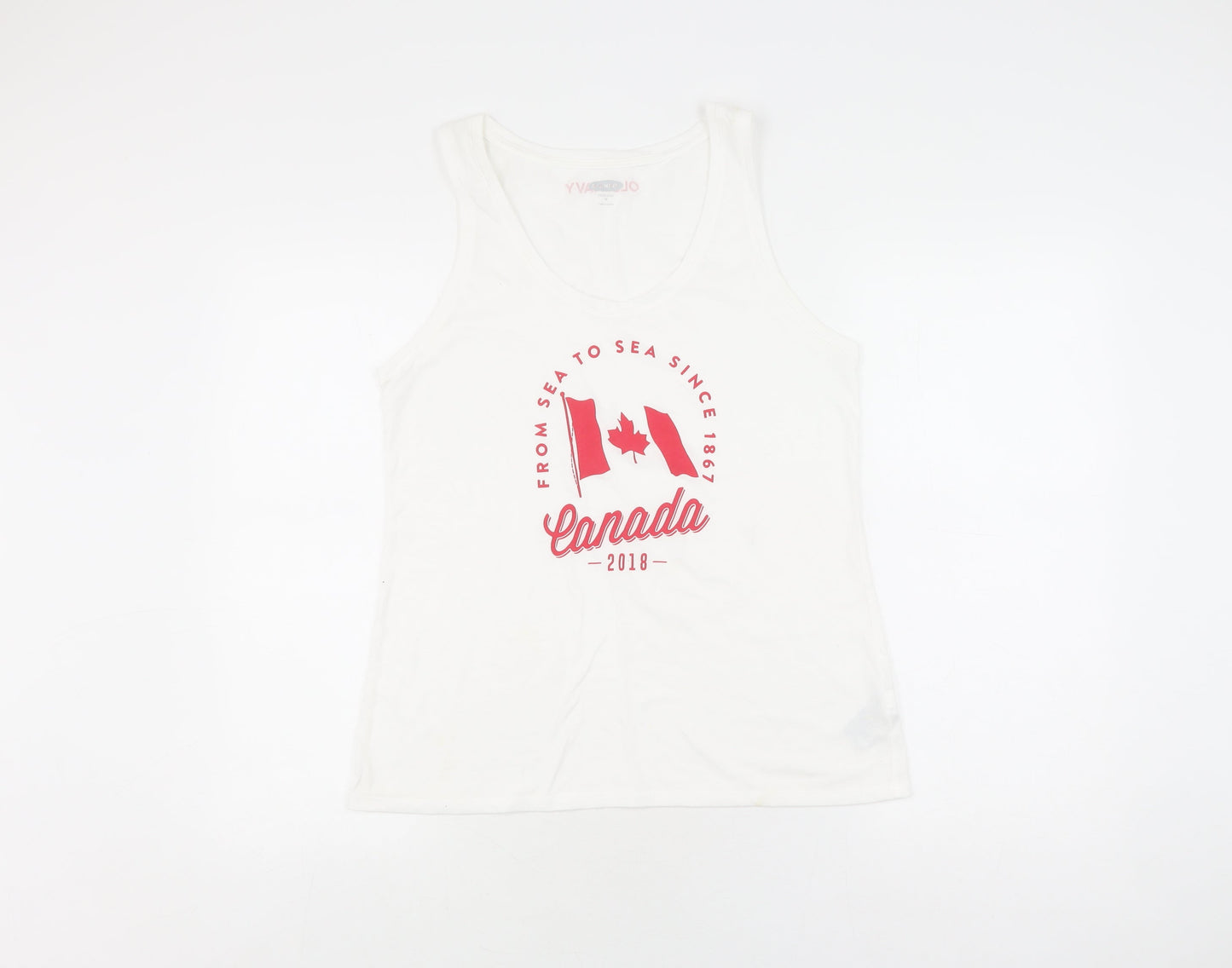 Old Navy Women's White Tank Top - Medium, Scoop Neck