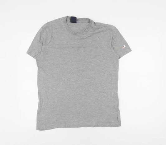Champion Men's Grey Short Sleeve T-Shirt, Size S, Crew Neck