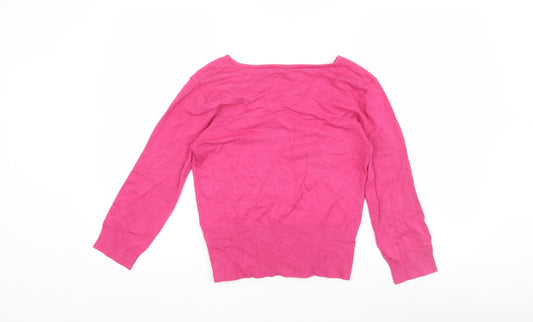 Jeff Banks Women's Pink V-Neck Pullover M