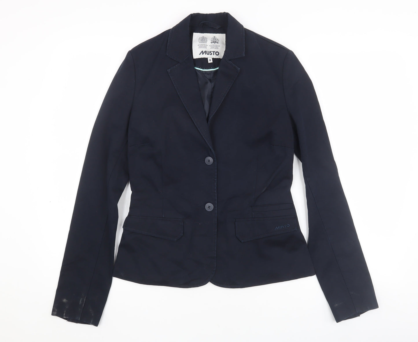 Musto Women's Blue Blazer Size 8 Lined Cotton