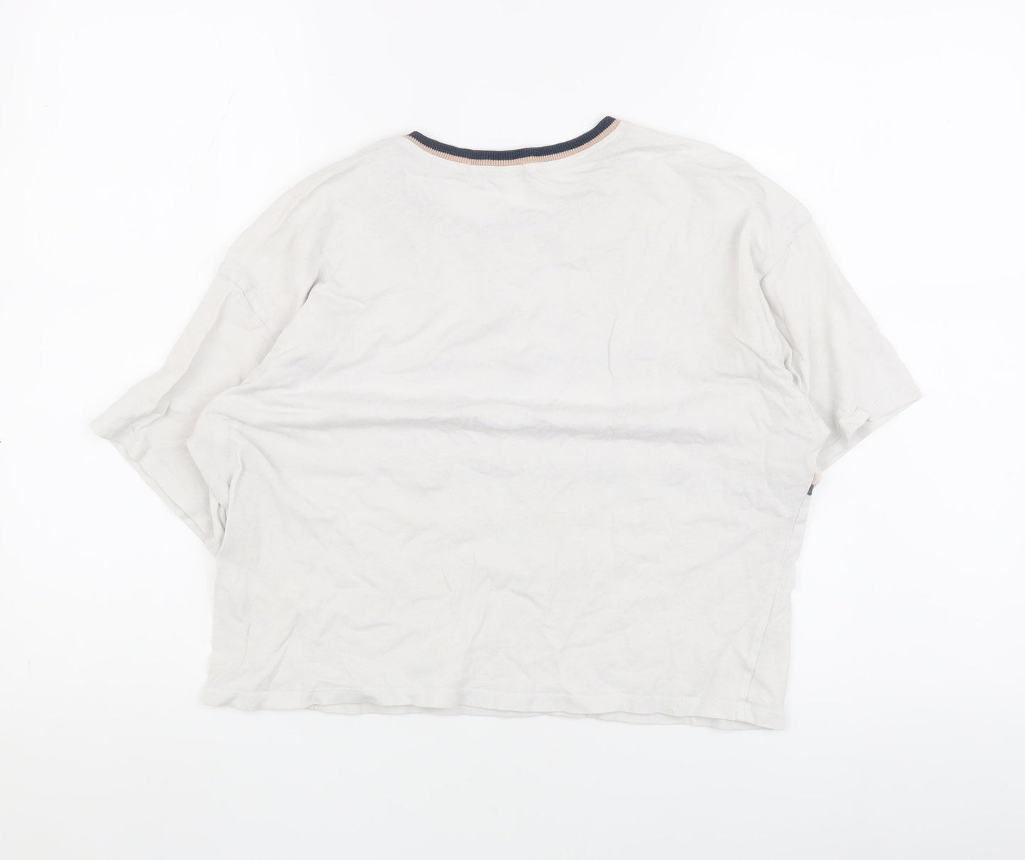 Pull & Bear Women's White Cropped T-Shirt, Size M
