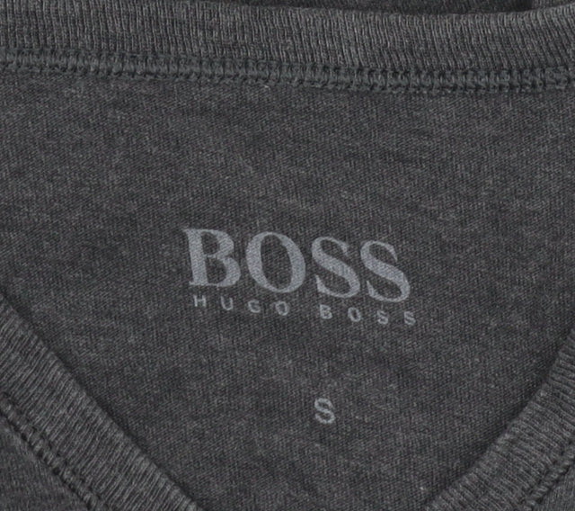Hugo Boss Men's Grey Cotton V-Neck T-Shirt, Size S