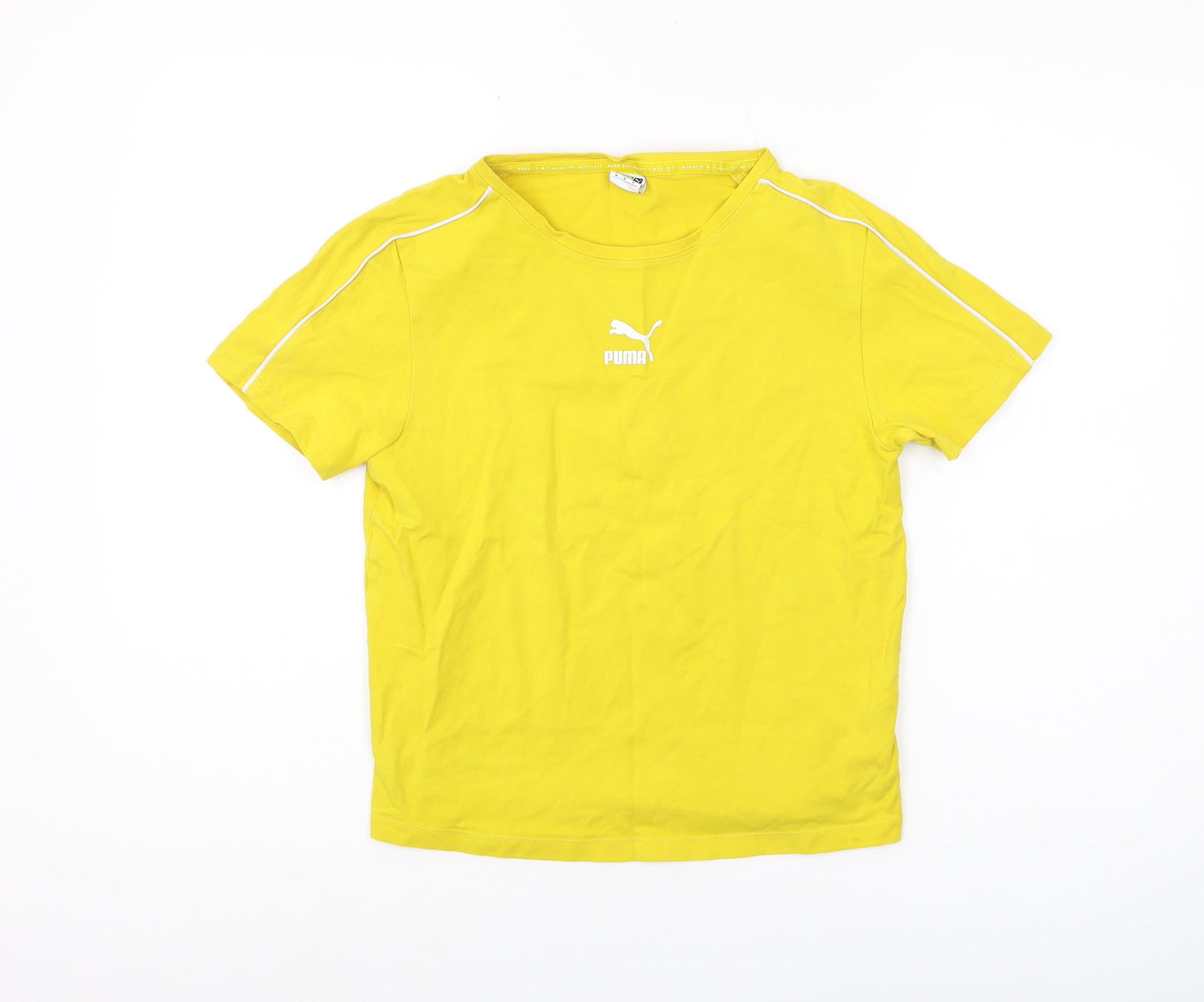 Puma Yellow Unisex T-Shirt M, Casual Crew Neck