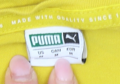 Puma Yellow Unisex T-Shirt M, Casual Crew Neck