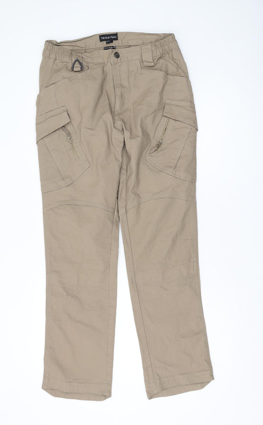 Tactical Cargo Pants for Men - Beige, M-L, Cotton