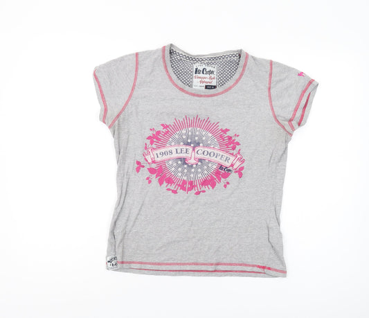 Additional front view of Lee Cooper Women's Grey T-Shirt, size 14, Casual Vintage Look