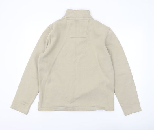 Crew Clothing Men's Beige Sweatshirt M, Fleece, Zip, Logo