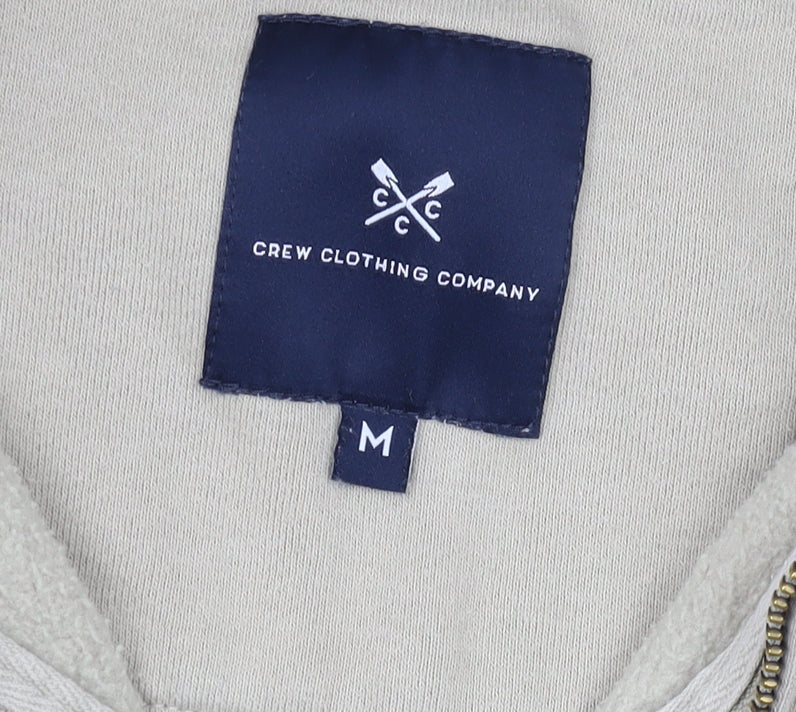 Crew Clothing Men's Beige Sweatshirt M, Fleece, Zip, Logo
