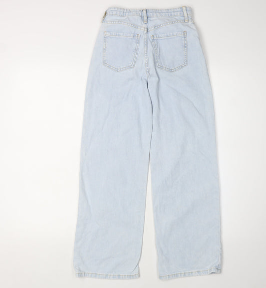H&M Girls Blue Wide-Leg Jeans 10-11 Years with Heart Accents
