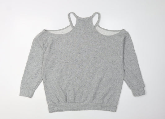 Sparkle & Fade Women's Grey Small Cold Shoulder Sweatshirt