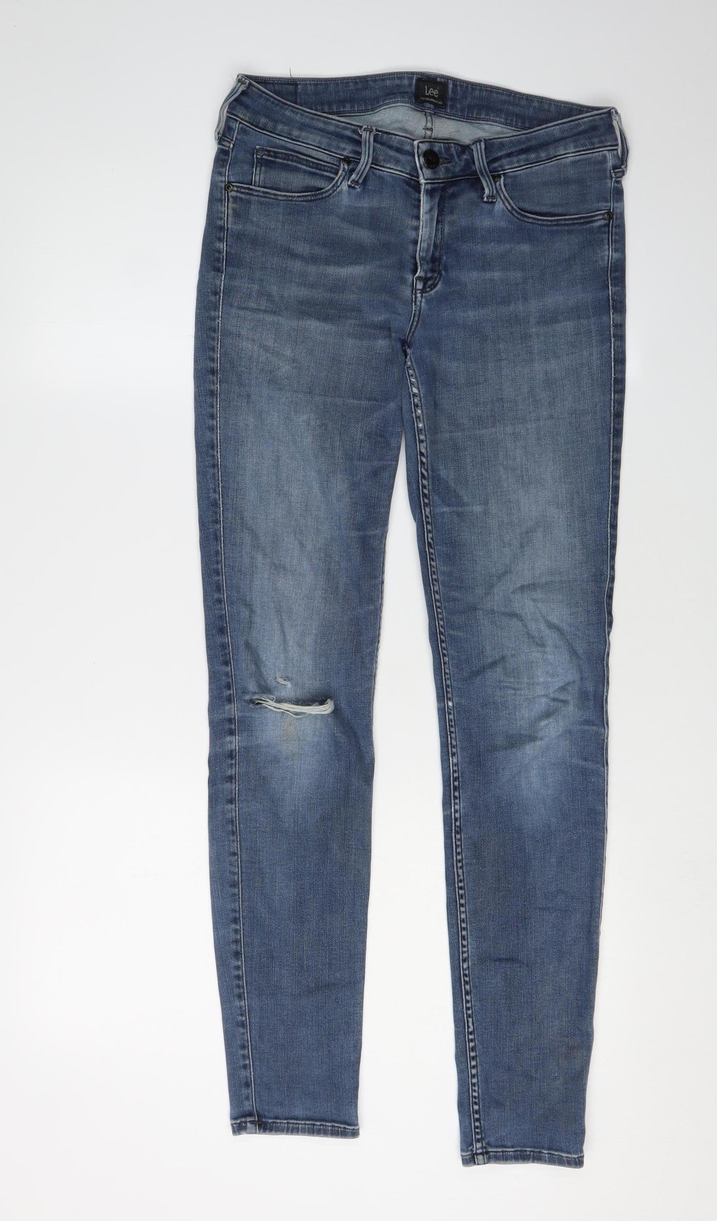 Lee Women's Blue Skinny Jeans Size 10, Distressed Denim