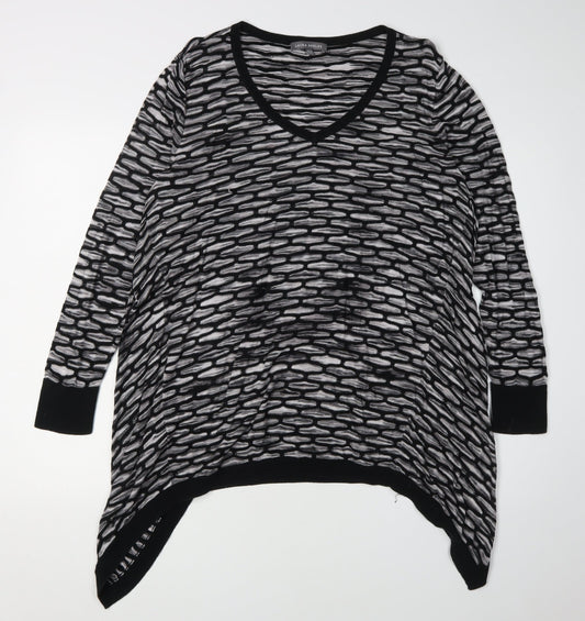 Laura Ashley Women's Black V-Neck Pullover Jumper, Size 12
