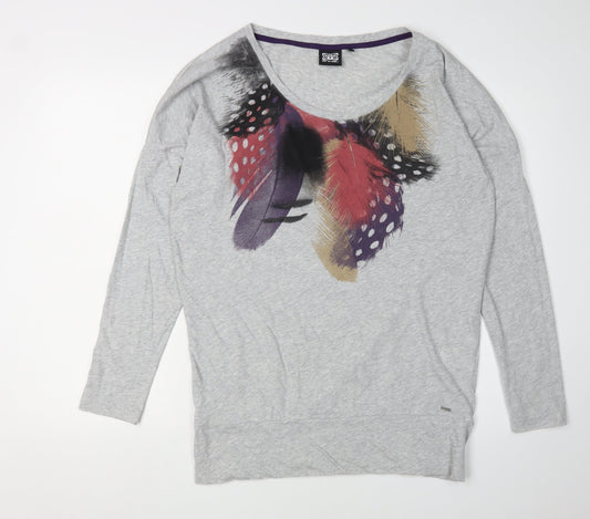 Womens UK Size 12 Animal Grey Polyester Blend T-Shirt